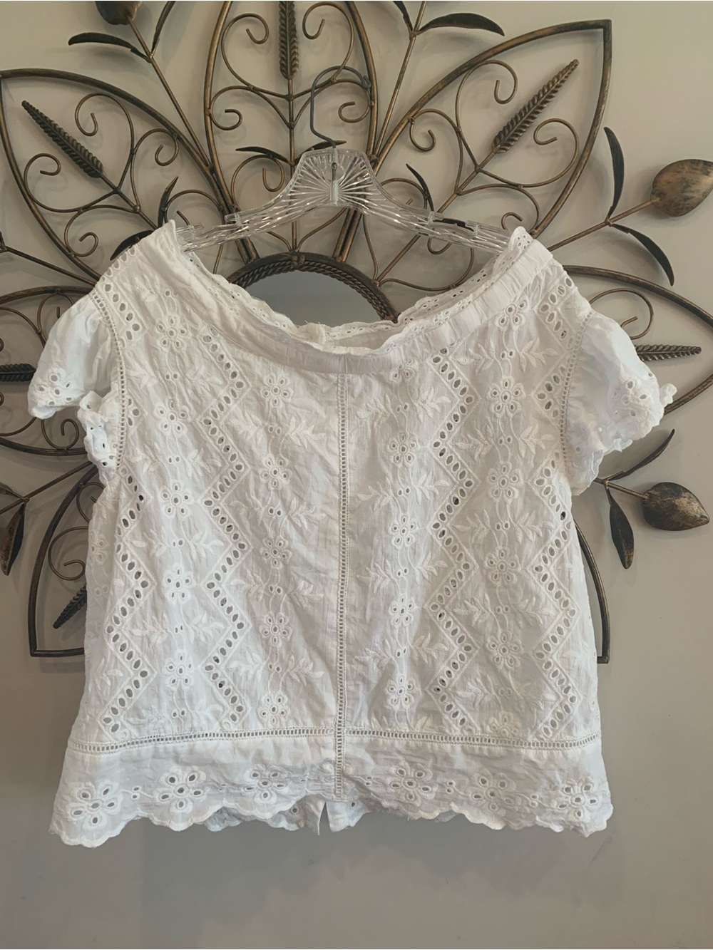 Bailey 44 100% Cotton White Eyelet Off-Shoulder Blouse